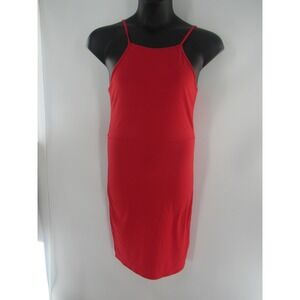 Women's Red Solid Sleeveless Bodycon Dress Size Large : Brand New !!